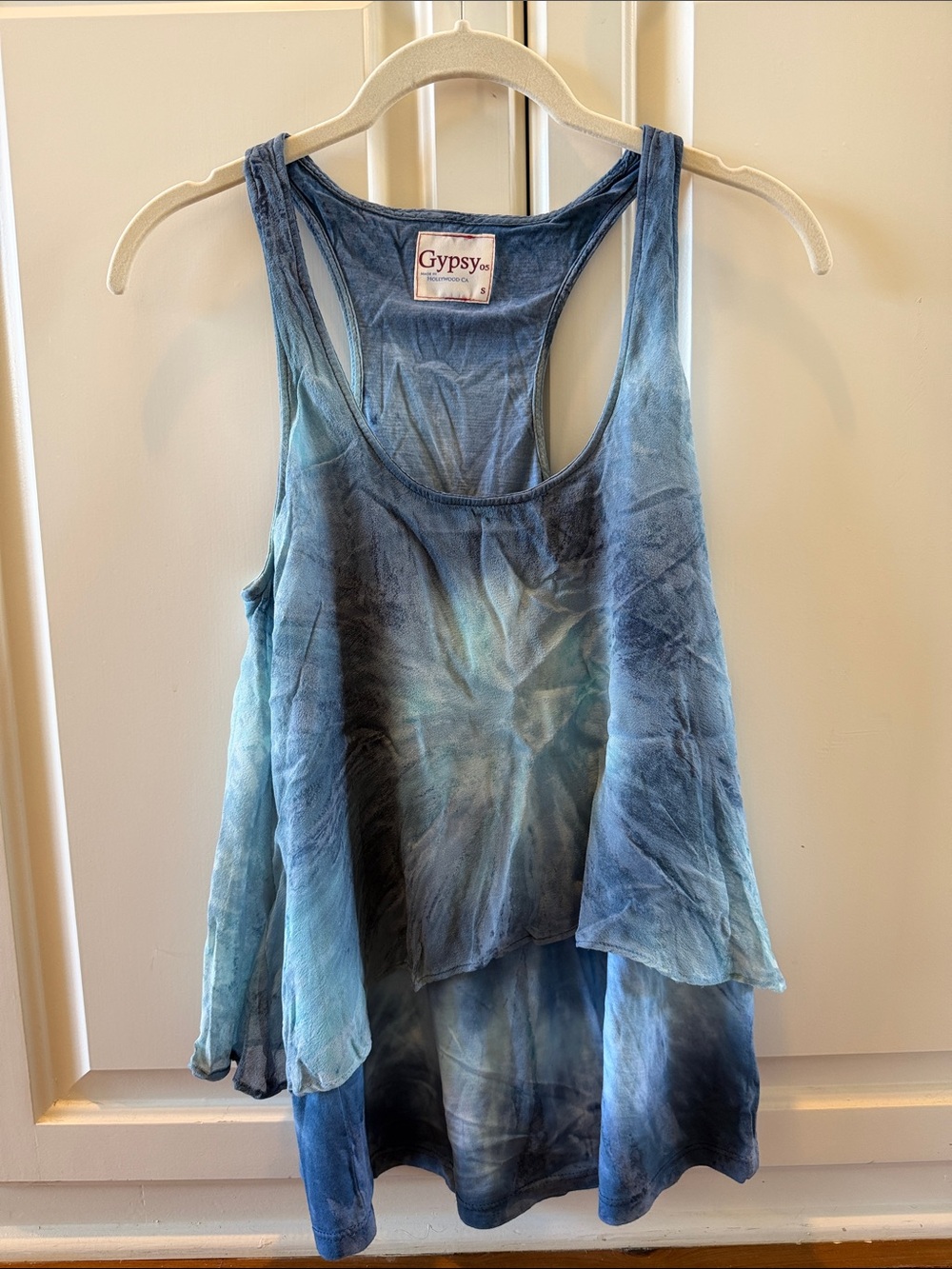 Gypsy 05 Small Blue Tie-Dye Layered Racerback Tank